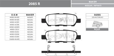 GoodWill 2085 R - Brake Pad Set, disc brake autospares.lv