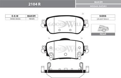 GoodWill 2104 R - Brake Pad Set, disc brake autospares.lv