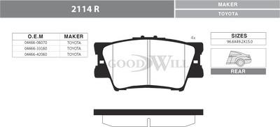 GoodWill 2114 R - Brake Pad Set, disc brake autospares.lv