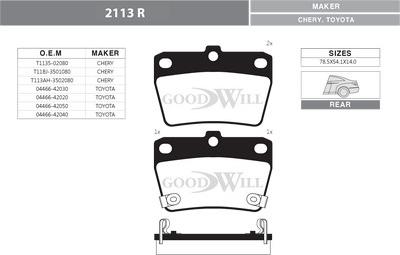 GoodWill 2113 R - Brake Pad Set, disc brake autospares.lv