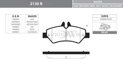 GoodWill 2130 R - Brake Pad Set, disc brake autospares.lv