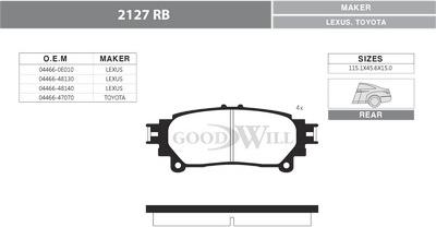 GoodWill 2127 R - Brake Pad Set, disc brake autospares.lv