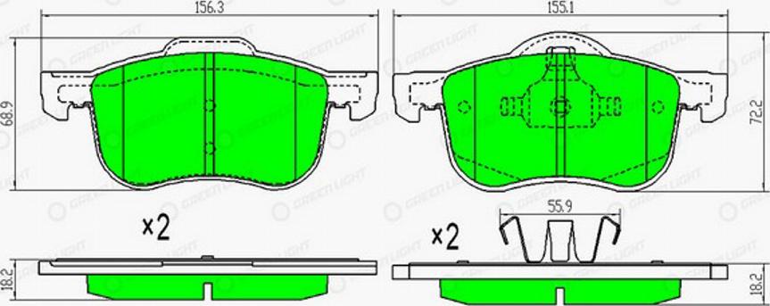 Green Light GLBP0110 - Brake Pad Set, disc brake autospares.lv