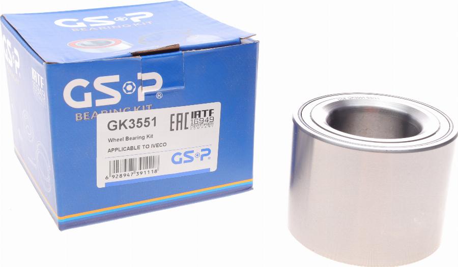 GSP GK3551 - Wheel hub, bearing Kit autospares.lv