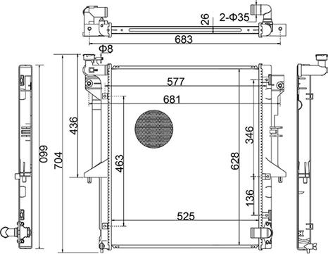 Hart 644 076 - Radiator, engine cooling autospares.lv