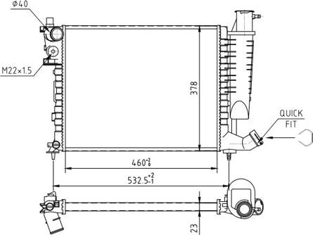 Hart 605 914 - Radiator, engine cooling autospares.lv