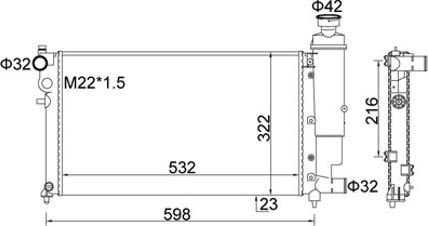 Hart 605 881 - Radiator, engine cooling autospares.lv