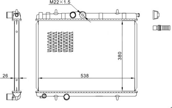 Hart 605 786 - Radiator, engine cooling autospares.lv