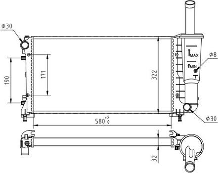 Hart 611 773 - Radiator, engine cooling autospares.lv