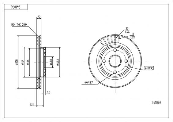 Hart 241 096 - Brake Disc autospares.lv