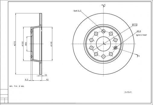 Hart 241 049 - Brake Disc autospares.lv