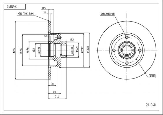 Hart 241 040 - Brake Disc autospares.lv