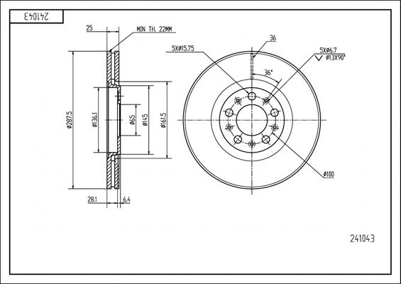 Hart 241 043 - Brake Disc autospares.lv