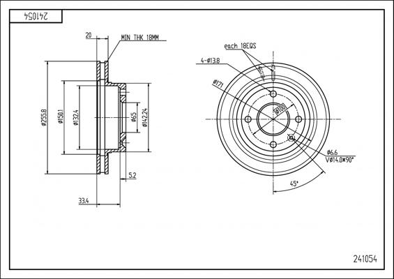 Hart 241 054 - Brake Disc autospares.lv