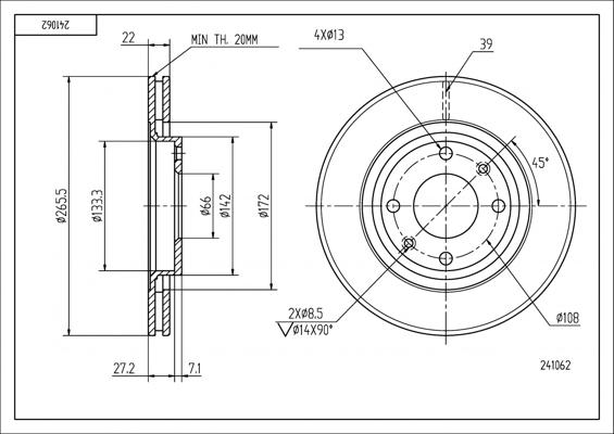 Hart 241 062 - Brake Disc autospares.lv