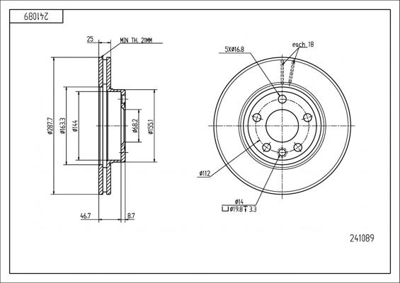 Hart 241 089 - Brake Disc autospares.lv