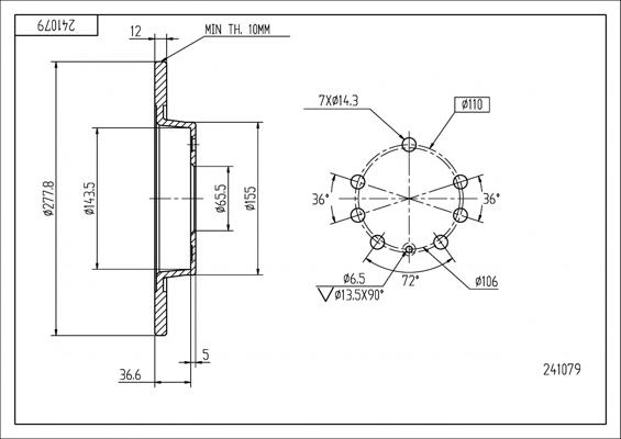 Hart 241 079 - Brake Disc autospares.lv