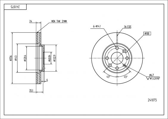 Hart 241 075 - Brake Disc autospares.lv