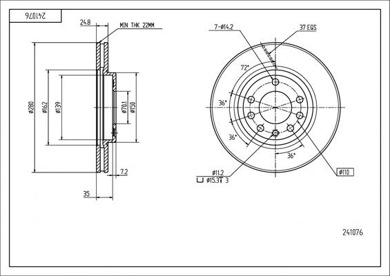 Hart 241 076 - Brake Disc autospares.lv