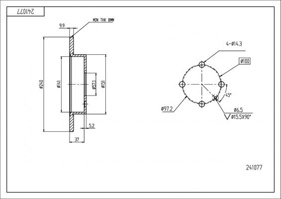 Hart 241 077 - Brake Disc autospares.lv