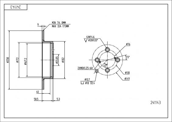 Hart 241 143 - Brake Disc autospares.lv