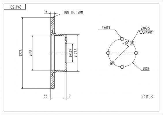 Hart 241 153 - Brake Disc autospares.lv