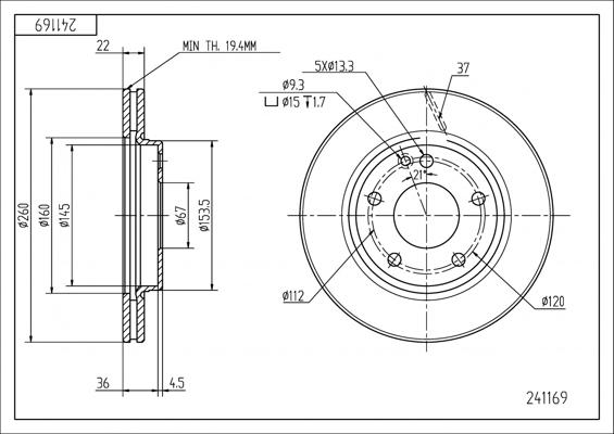 Hart 241 169 - Brake Disc autospares.lv