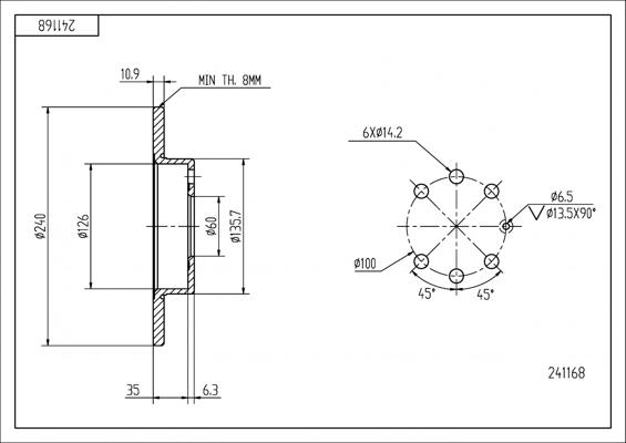 Hart 241 168 - Brake Disc autospares.lv