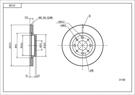 Hart 241 108 - Brake Disc autospares.lv