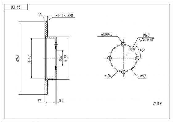 Hart 241 131 - Brake Disc autospares.lv