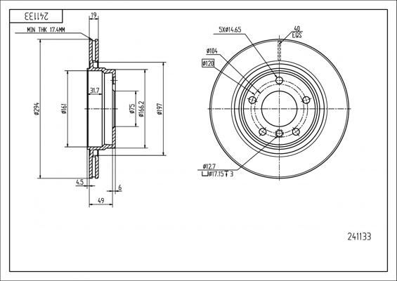 Hart 241 133 - Brake Disc autospares.lv