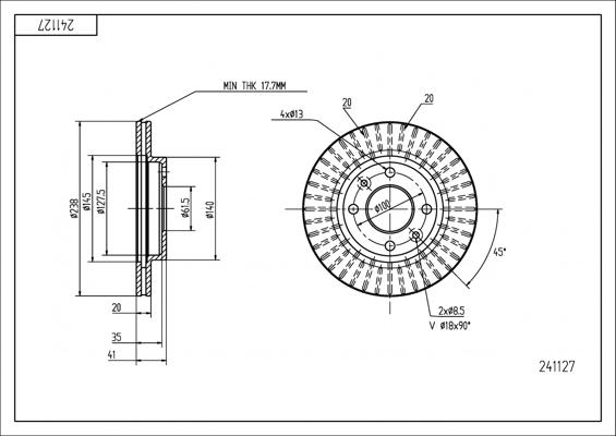 Hart 241 127 - Brake Disc autospares.lv