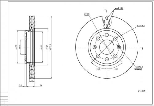 Hart 241 178 - Brake Disc autospares.lv