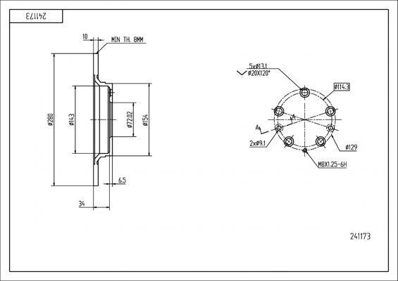 Hart 241 173 - Brake Disc autospares.lv