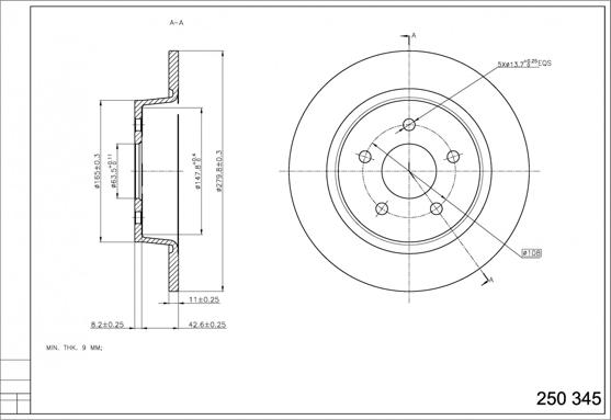 Hart 250 345 - Brake Disc autospares.lv