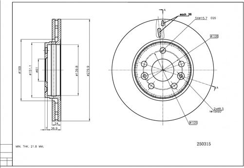 Hart 250 315 - Brake Disc autospares.lv