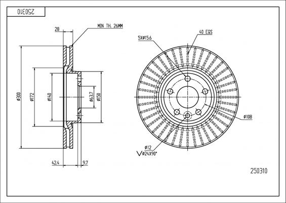 Hart 250 310 - Brake Disc autospares.lv