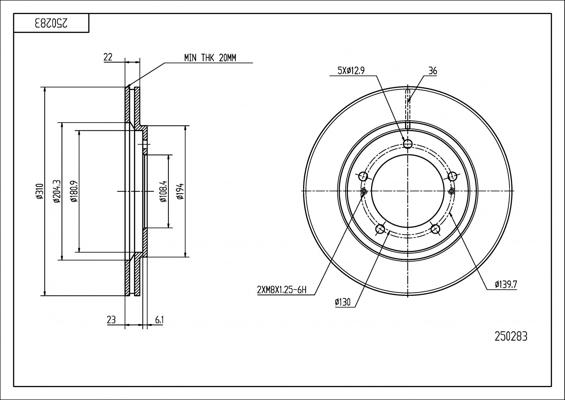 Hart 250 283 - Brake Disc autospares.lv