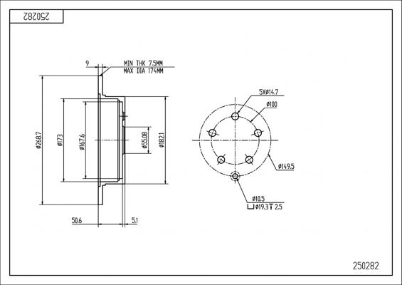 Hart 250 282 - Brake Disc autospares.lv