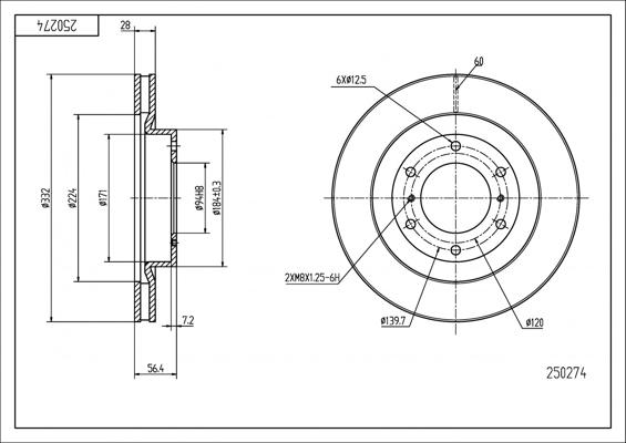 Hart 250 274 - Brake Disc autospares.lv