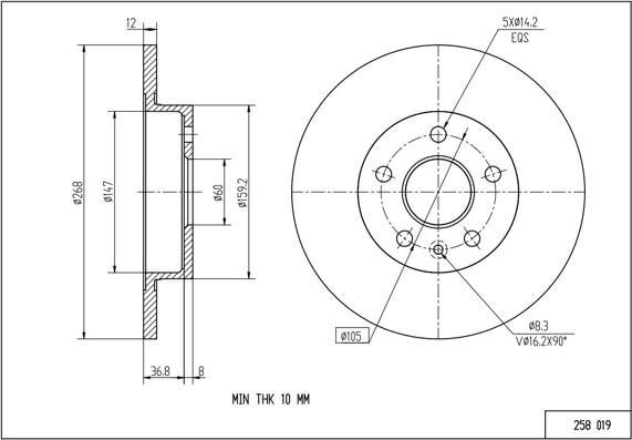 Hart 258 019 - Brake Disc autospares.lv