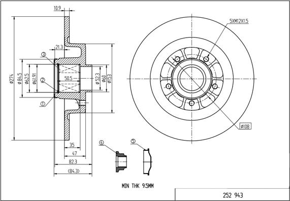 Hart 252 943 - Brake Disc autospares.lv