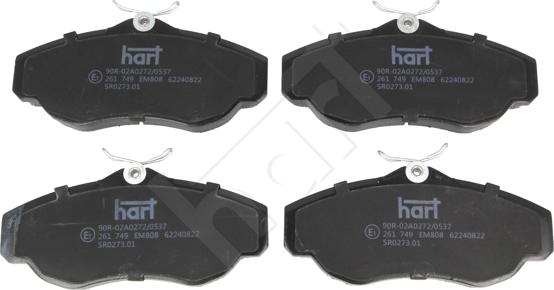 Hart 261 749 - Brake Pad Set, disc brake autospares.lv