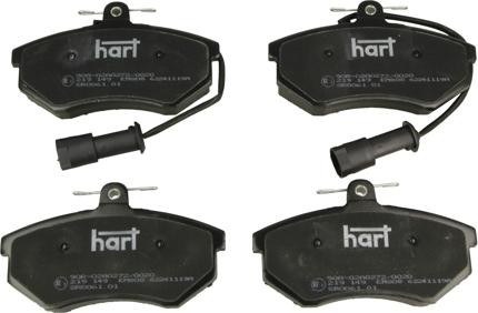 Hart 219 149 - Brake Pad Set, disc brake autospares.lv