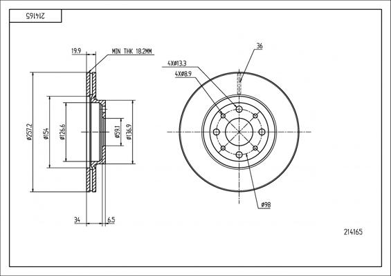 Hart 214 165 - Brake Disc autospares.lv