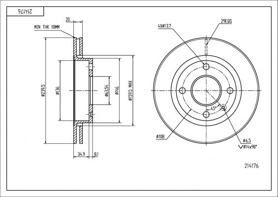 Hart 214 176 - Brake Disc autospares.lv