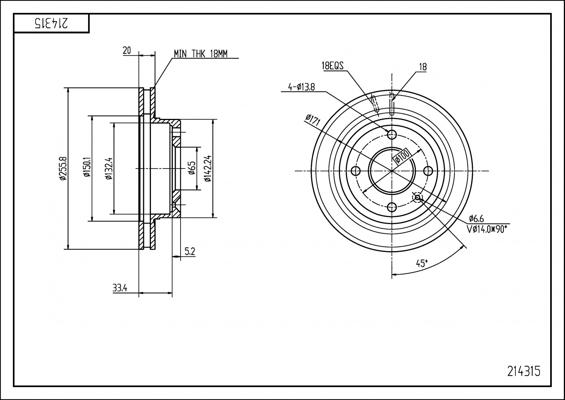 Hart 214 315 - Brake Disc autospares.lv