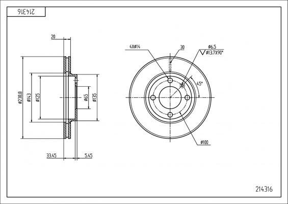 Hart 214 316 - Brake Disc autospares.lv