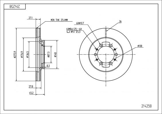 Hart 214 258 - Brake Disc autospares.lv