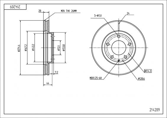 Hart 214 209 - Brake Disc autospares.lv